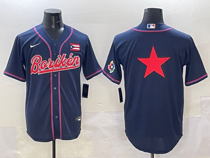 Men Puerto Rico Blank Blue Joint Name 2025 Nike MLB Jersey style 7